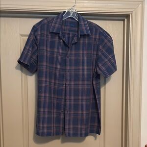 Tasso Elba Blue and Pink Casual Button Down Shirt